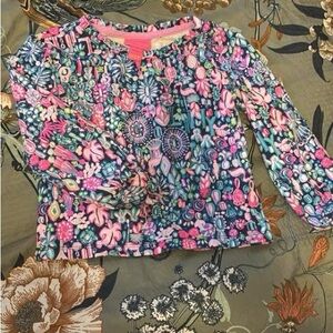 Lilly Pulitzer Kids Floral Sweatshirt - Pink and Blue size 2/3